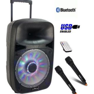 Boxa portabila cu Bluetooth, USB si microfon VHF 38cm, 700W